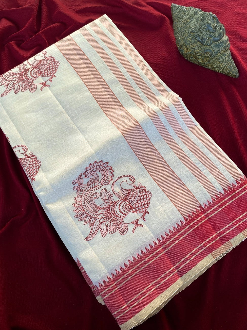 Mameraa Sarees White Heritage With A Royal Touch Tussar Silk Saree-White - Dista
