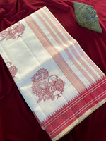 Thumbnail for Mameraa Sarees White Heritage With A Royal Touch Tussar Silk Saree-White - Dista