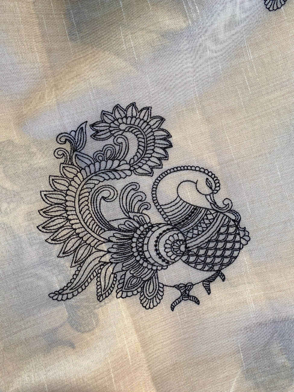 Mameraa Sarees White Heritage With A Royal Touch Tussar Silk Saree-White - Dista