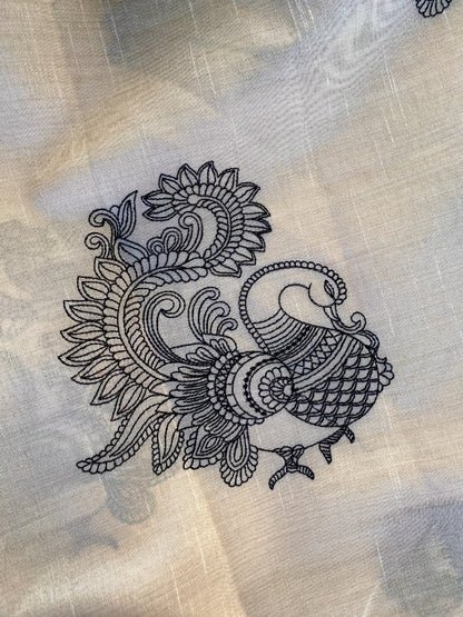 Mameraa Sarees White Heritage With A Royal Touch Tussar Silk Saree-White - Dista