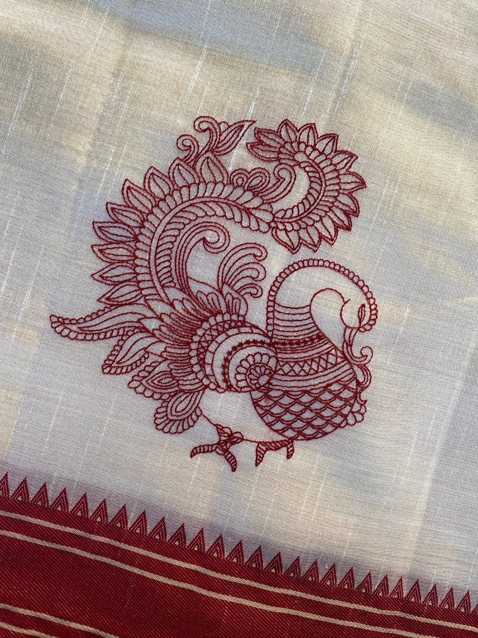 Mameraa Sarees White Heritage With A Royal Touch Tussar Silk Saree-White - Dista