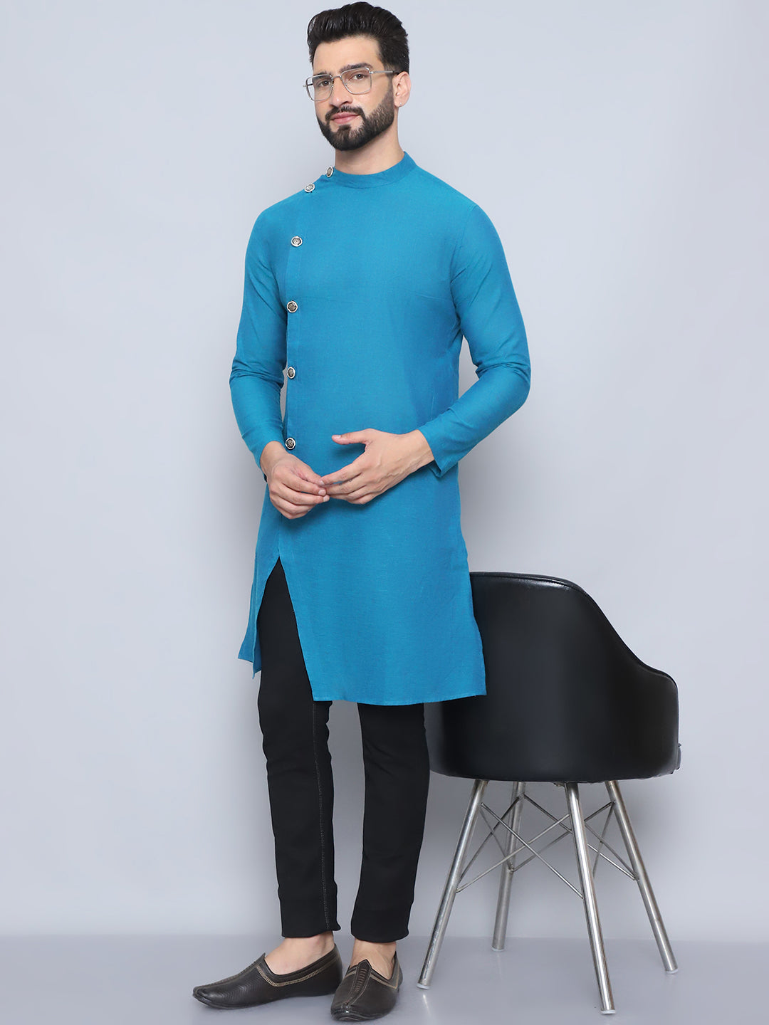Even Apparels Men's Pure Cotton Blue Sherwani Kurta - Distacart