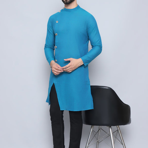 Even Apparels Men's Pure Cotton Blue Sherwani Kurta - Distacart