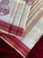 Thumbnail for Mameraa Sarees White Heritage With A Royal Touch Tussar Silk Saree-White - Dista