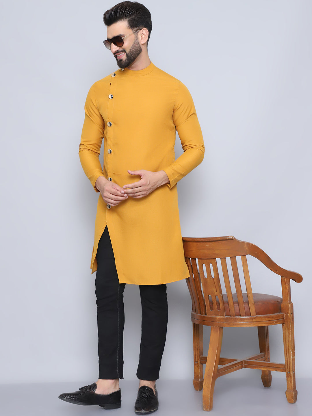 Even Apparels Men's Pure Cotton Yellow Sherwani Kurta - Distacart