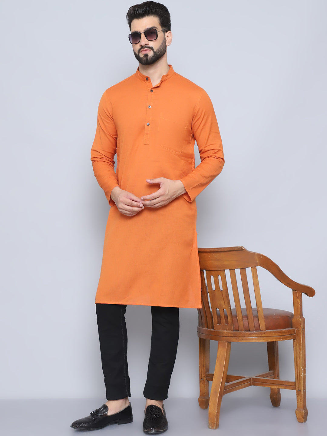 Even Apparels Men's Pure Cotton Orange Kurta - Distacart