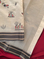 Thumbnail for Mameraa Sarees White Heritage With A Royal Touch Tussar Silk Saree-White - Dista