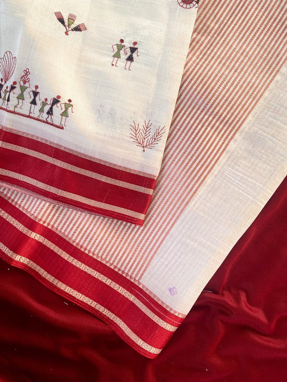 Mameraa Sarees White Heritage With A Royal Touch Tussar Silk Saree-White - Dista