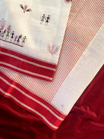 Thumbnail for Mameraa Sarees White Heritage With A Royal Touch Tussar Silk Saree-White - Dista