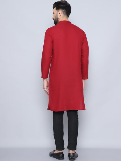 Even Apparels Men's Pure Cotton Maroon Kurta - Distacart