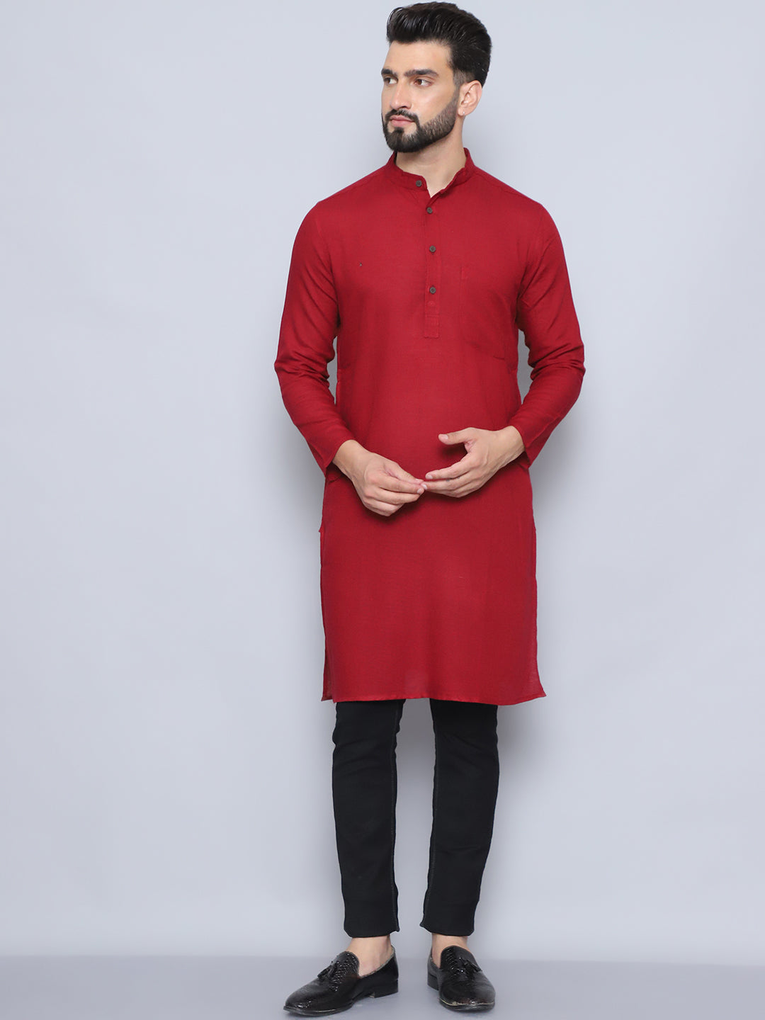 Even Apparels Men's Pure Cotton Maroon Kurta - Distacart