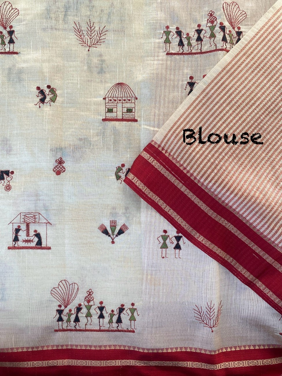 Mameraa Sarees White Heritage With A Royal Touch Tussar Silk Saree-White - Dista