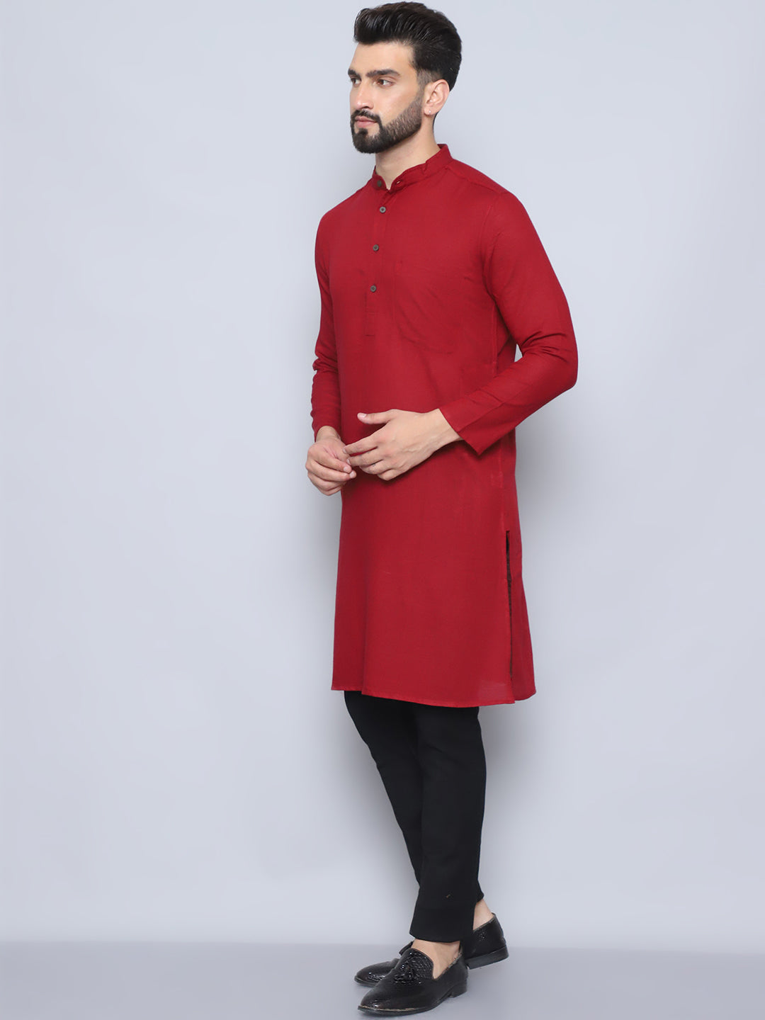 Even Apparels Men's Pure Cotton Maroon Kurta - Distacart
