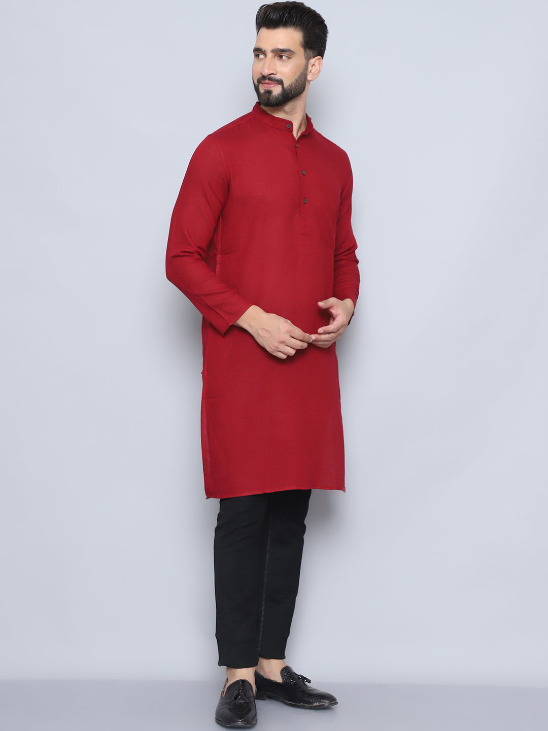 Even Apparels Men's Pure Cotton Maroon Kurta - Distacart
