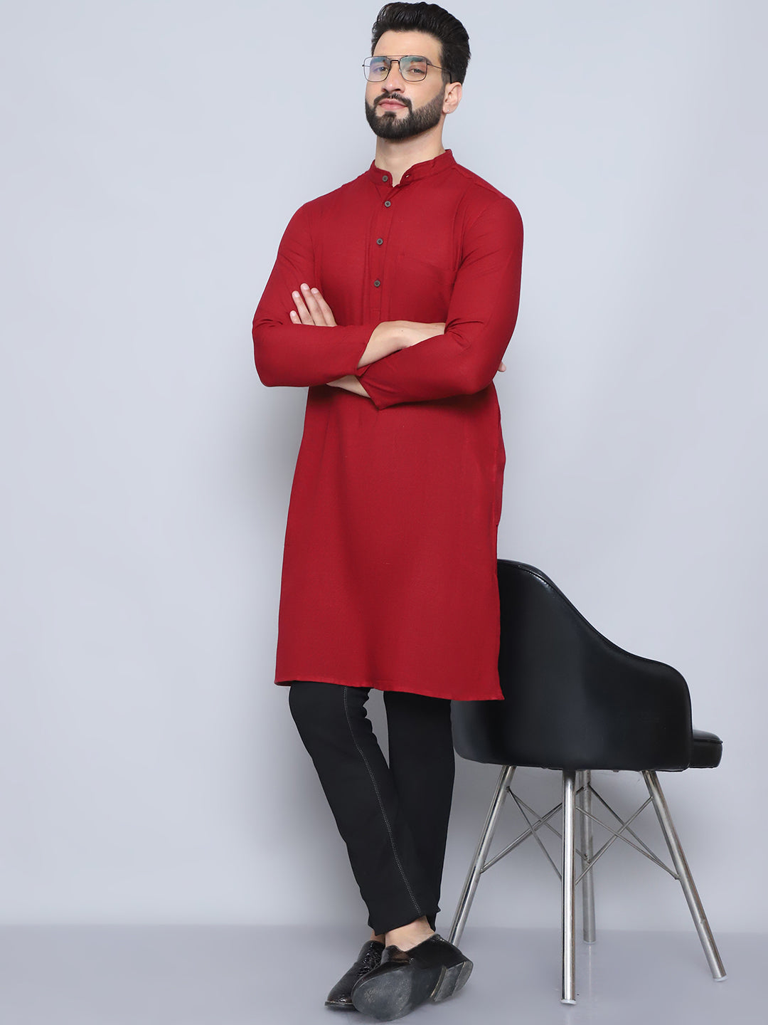 Even Apparels Men's Pure Cotton Maroon Kurta - Distacart