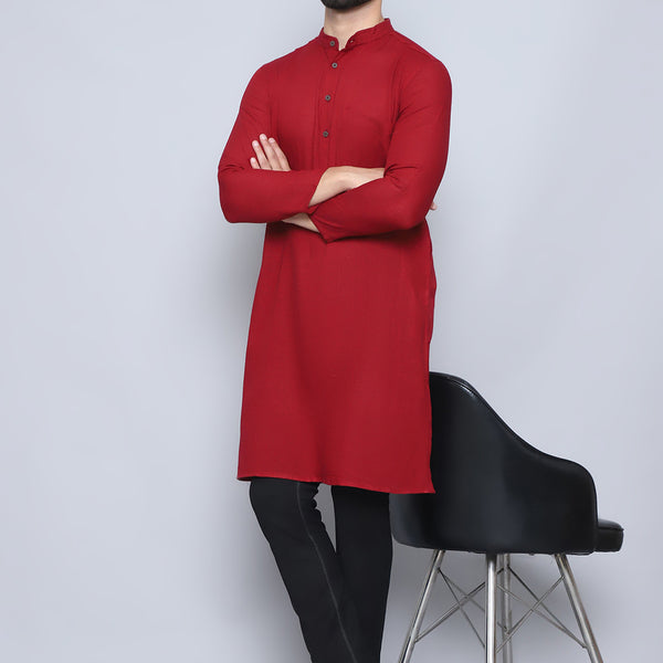 Even Apparels Men's Pure Cotton Maroon Kurta - Distacart