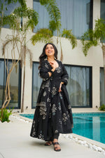 Thumbnail for Avantini Women's Black Muslin Digital Printed Anarkali Kurta Palazzo With Dupatta - Distacart