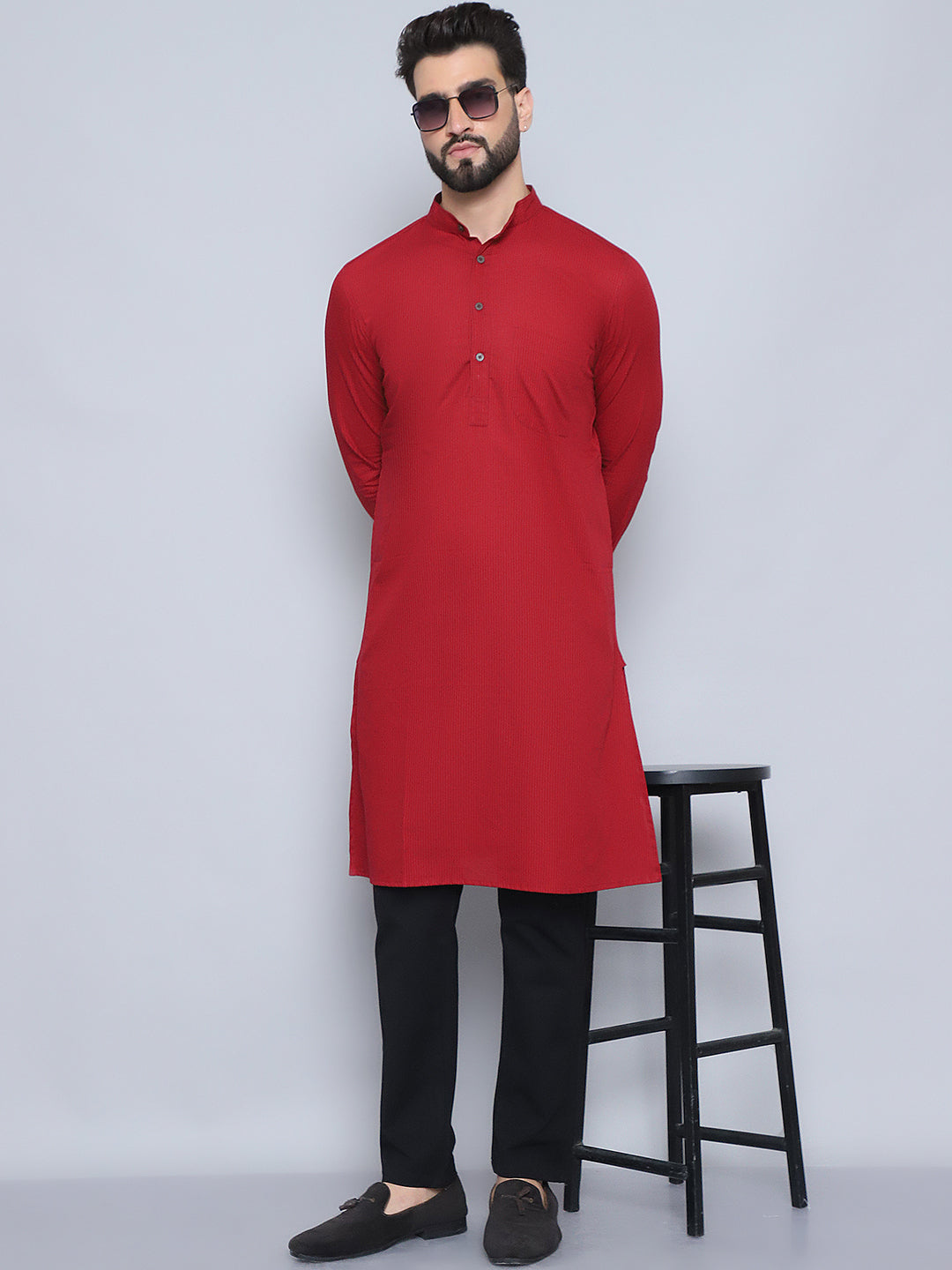 Even Apparels Men's Pure Cotton Maroon Kurta - Distacart