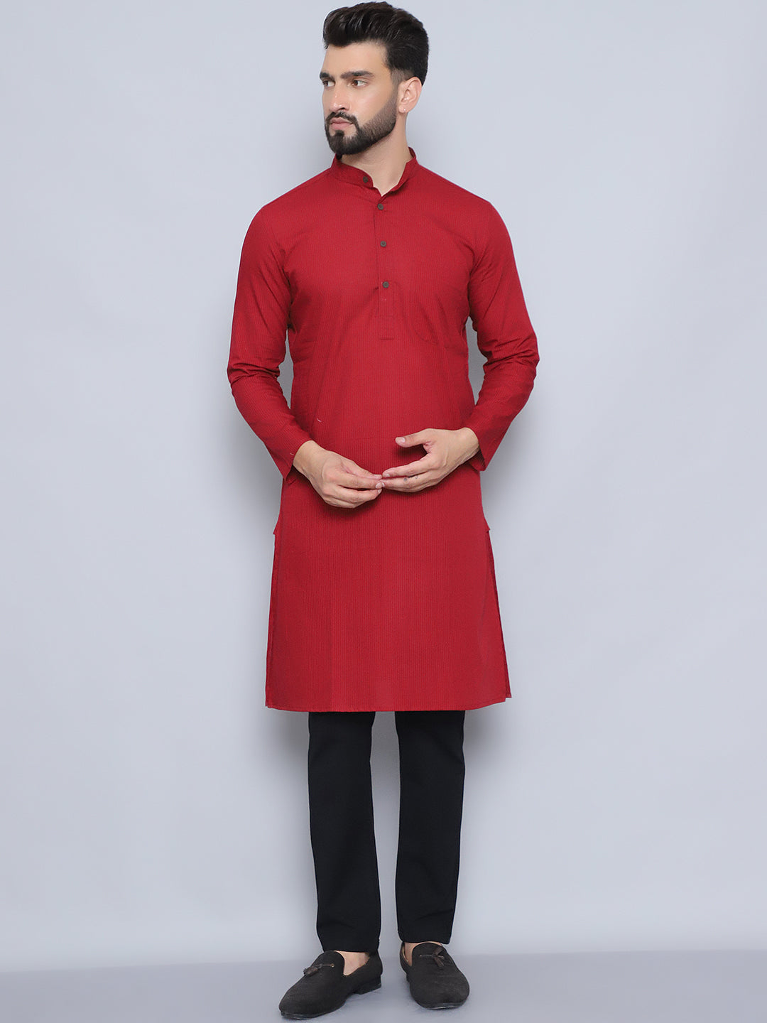 Even Apparels Men's Pure Cotton Maroon Kurta - Distacart