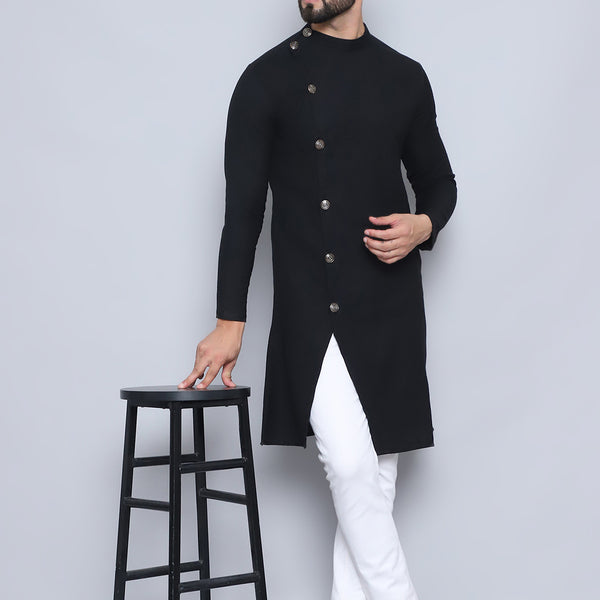 Even Apparels Men's Pure Cotton Black Sherwani Kurta - Distacart