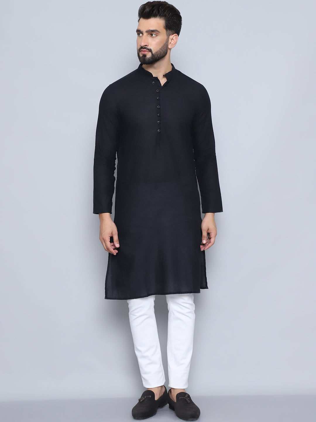 Even Apparels Men's Pure Cotton Black Kurta - Distacart