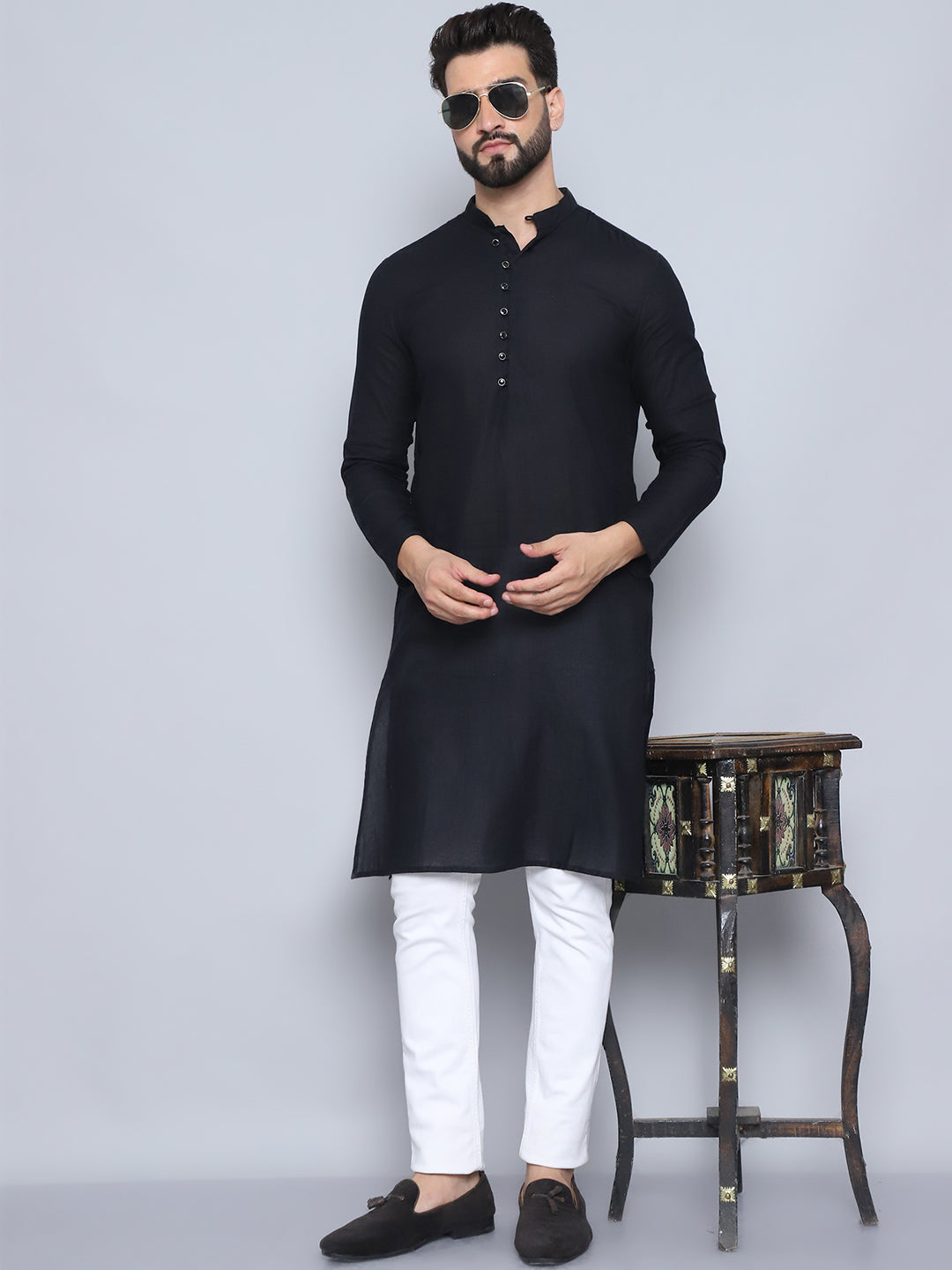 Even Apparels Men's Pure Cotton Black Kurta - Distacart