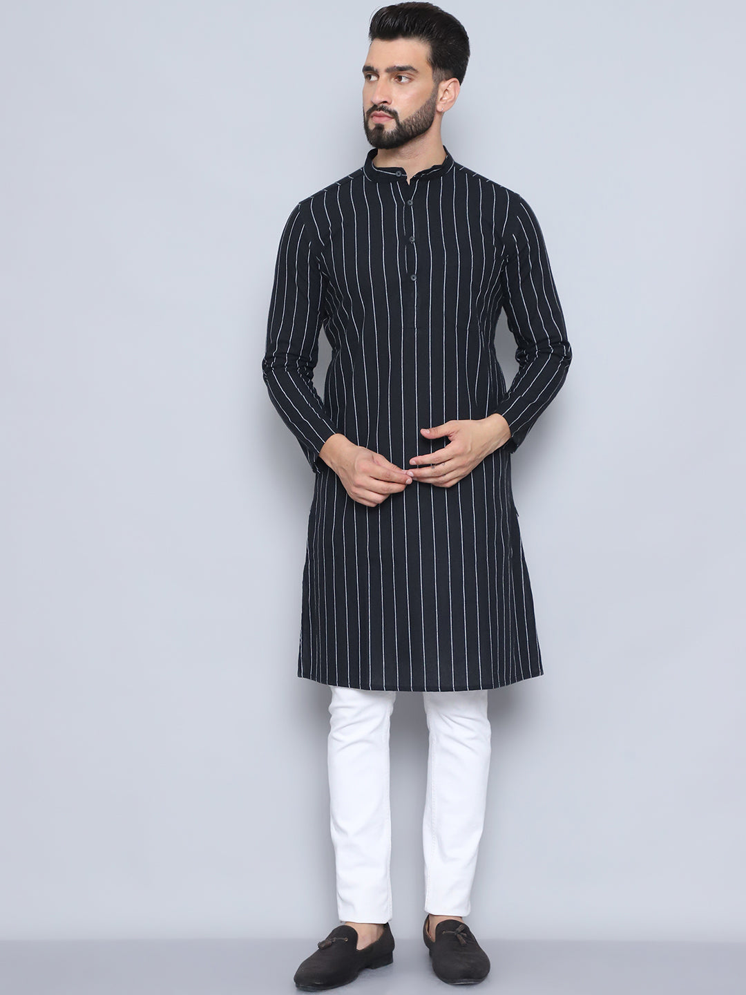 Even Apparels Men's Pure Cotton Black Kurta - Distacart