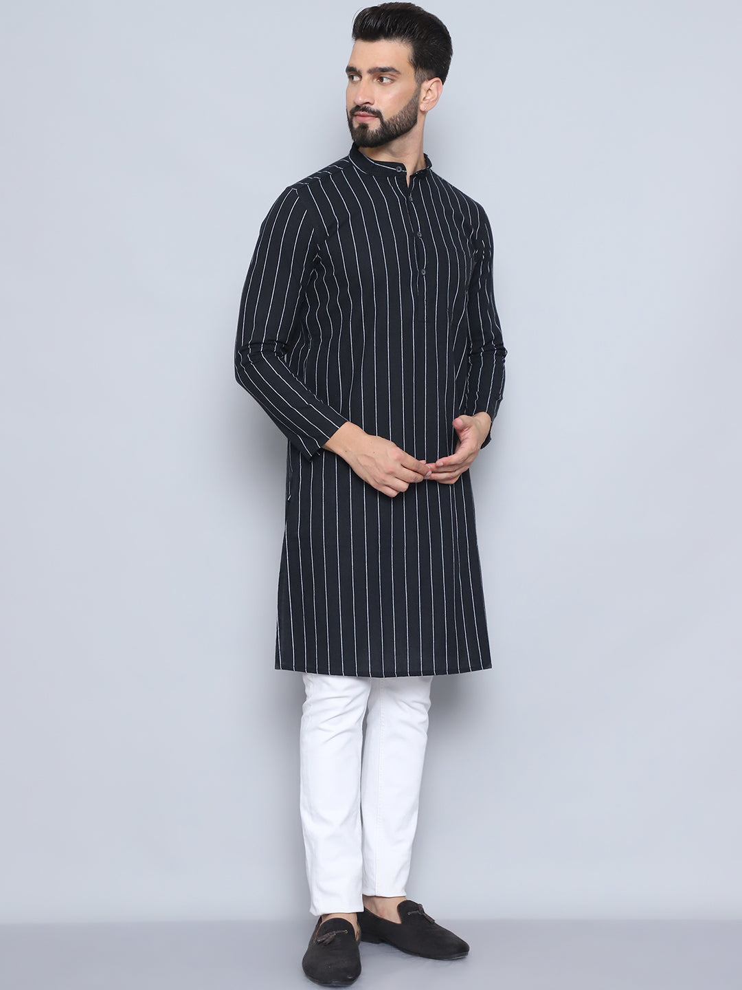 Even Apparels Men's Pure Cotton Black Kurta - Distacart