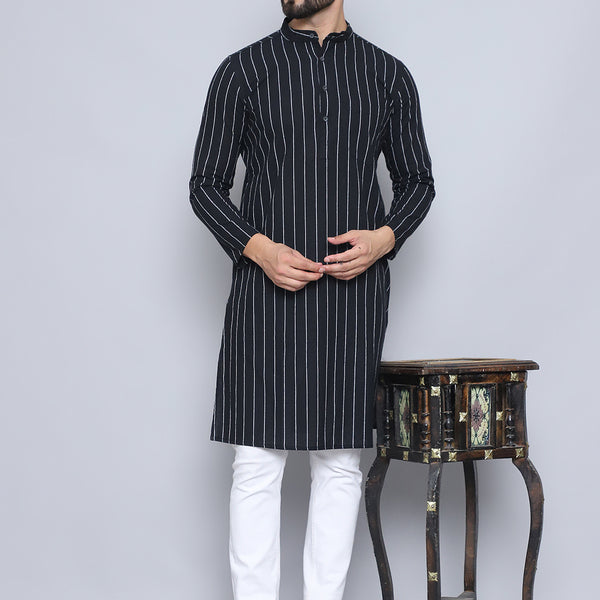 Even Apparels Men's Pure Cotton Black Kurta - Distacart