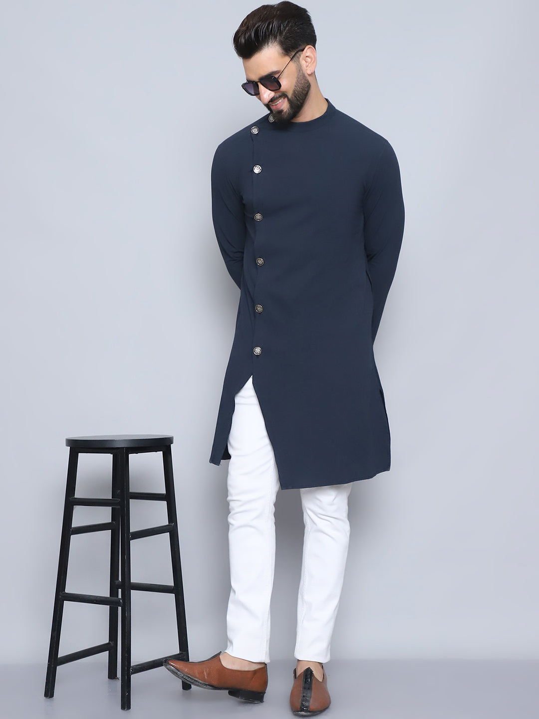 Even Apparels Men's Pure Cotton Blue Sherwani Kurta - Distacart