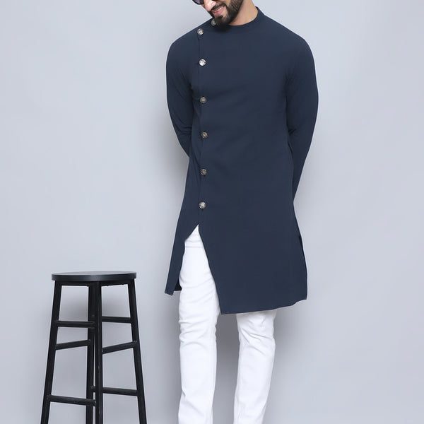 Even Apparels Men's Pure Cotton Blue Sherwani Kurta - Distacart
