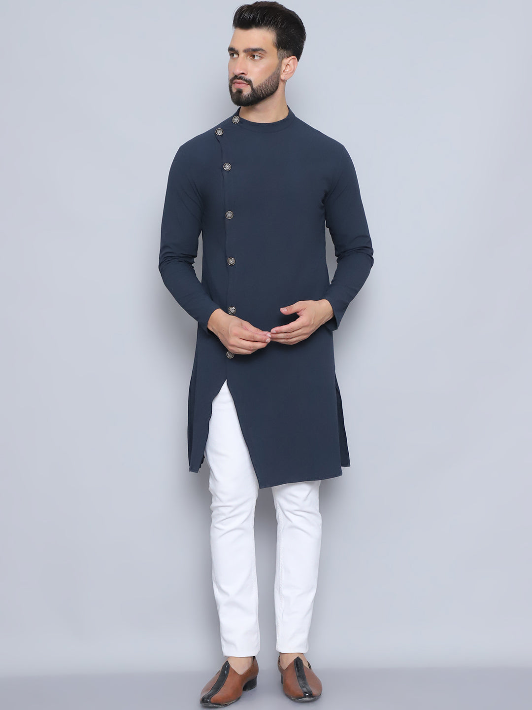 Even Apparels Men's Pure Cotton Blue Sherwani Kurta - Distacart
