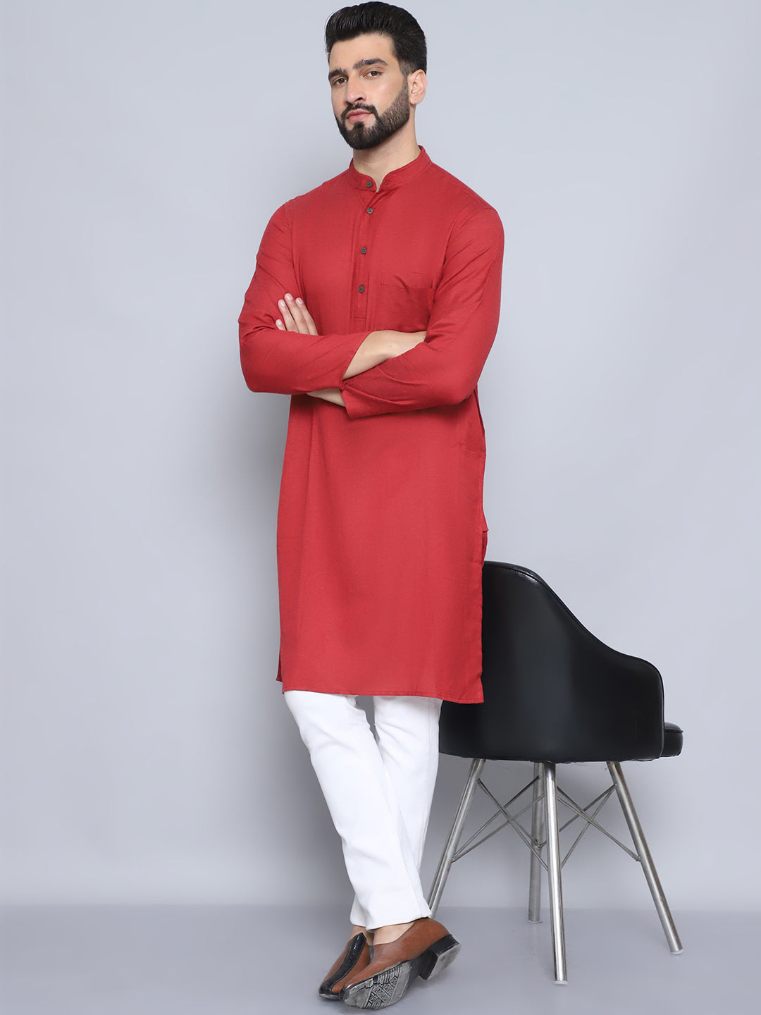 Even Apparels Men's Pure Cotton Rust Kurta - Distacart
