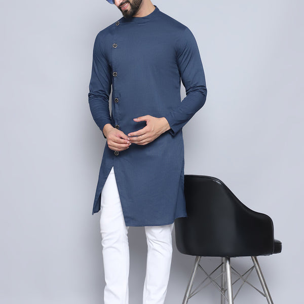 Even Apparels Men's Pure Cotton Blue Sherwani Kurta - Distacart