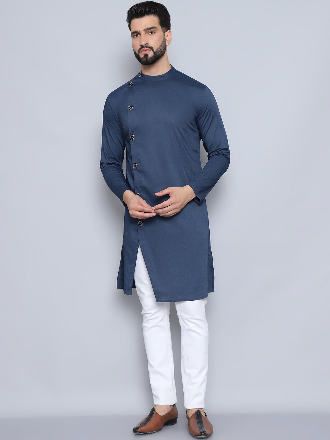 Even Apparels Men's Pure Cotton Blue Sherwani Kurta - Distacart