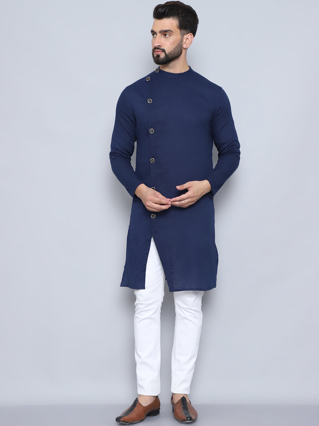 Even Apparels Men's Pure Cotton Blue Sherwani Kurta - Distacart