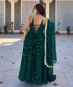 Thumbnail for Yash Enterprise Green Faux Blooming Party Wear Embroidery Suit Set - Distacart