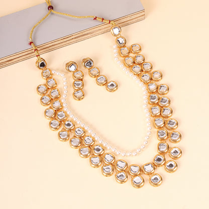 Divisha Alloy Gold-plated White Jewellery Set - Distacart