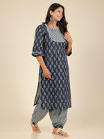 Thumbnail for Aramya Straight Soft Cotton Block Print Women's Kurta - Blue - Distacart