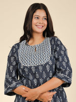 Thumbnail for Aramya Straight Soft Cotton Block Print Women's Kurta - Blue - Distacart