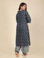 Thumbnail for Aramya Straight Soft Cotton Block Print Women's Kurta - Blue - Distacart