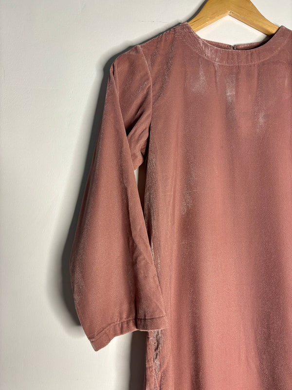 trueBrowns Light Pink Velvet High neck Kurta