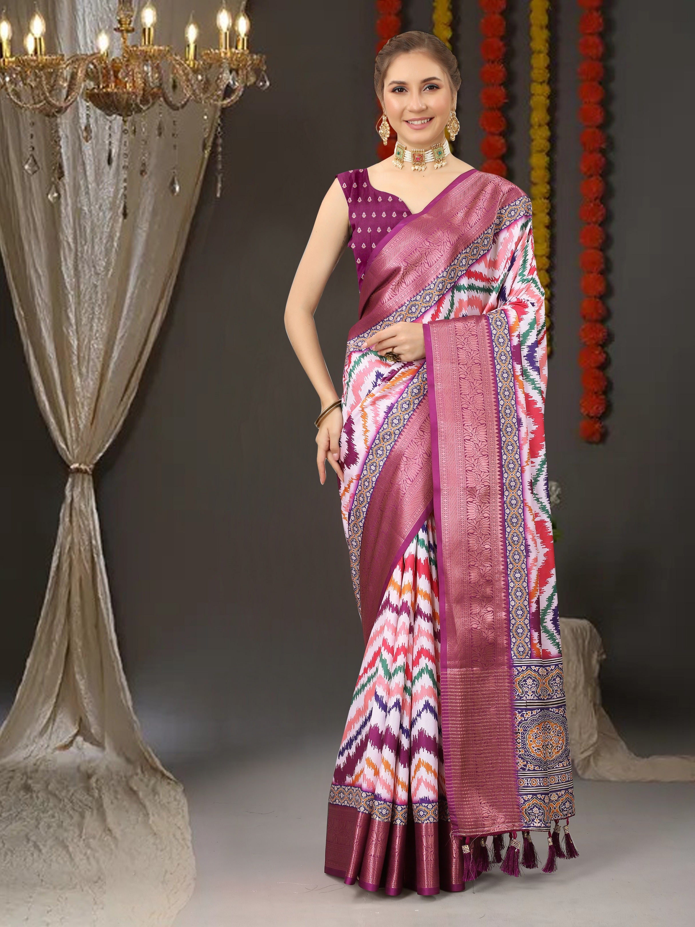 Vedant Vastram Wine Color Kanjeevaram Silk Saree - Wine - Distacart