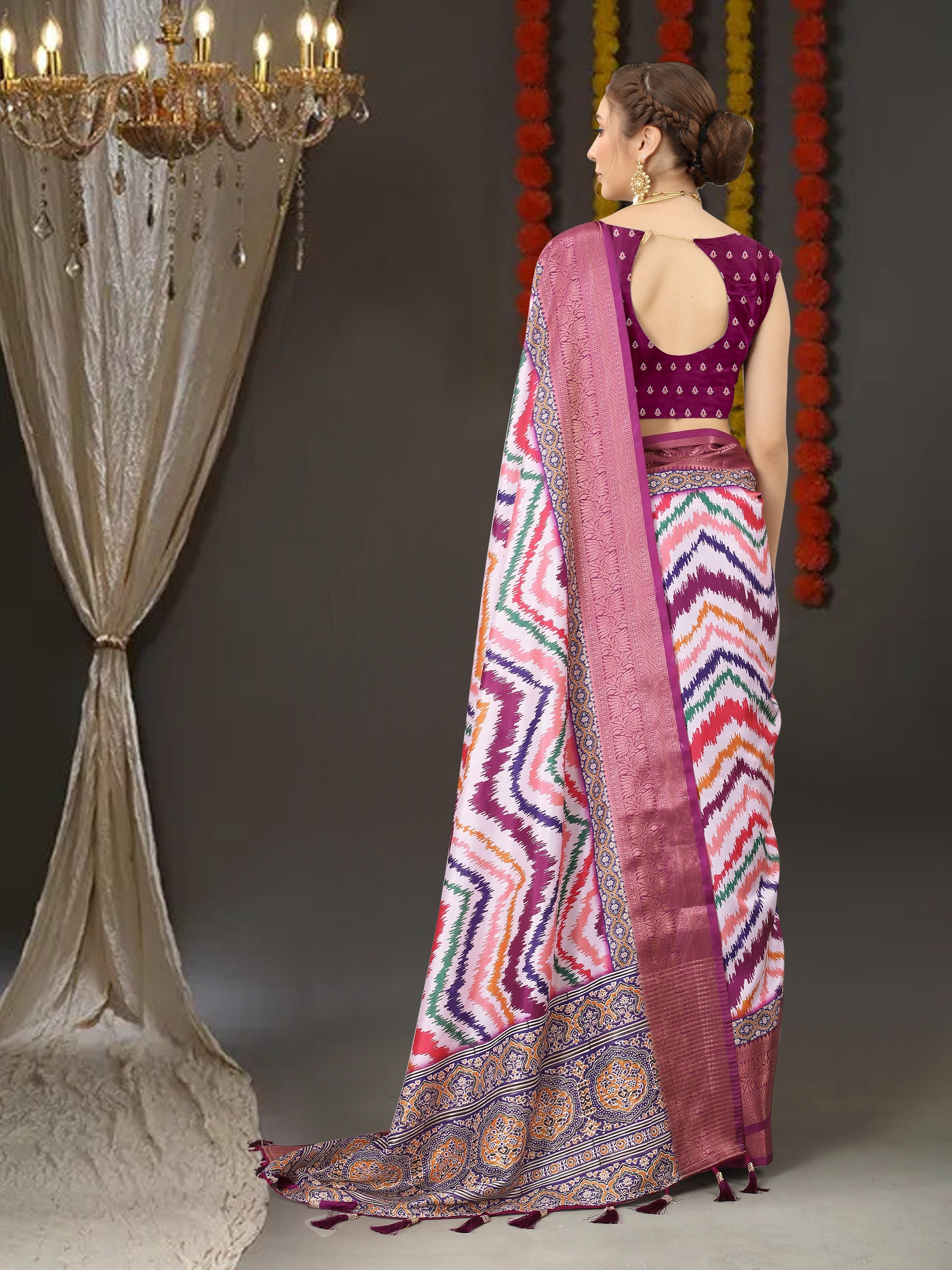 Vedant Vastram Wine Color Kanjeevaram Silk Saree - Wine - Distacart
