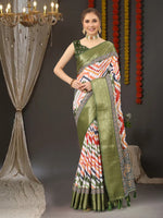 Thumbnail for Vedant Vastram Mehndi Color Kanjeevaram Silk Saree - Mehndi - Distacart