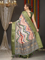 Thumbnail for Vedant Vastram Mehndi Color Kanjeevaram Silk Saree - Mehndi - Distacart