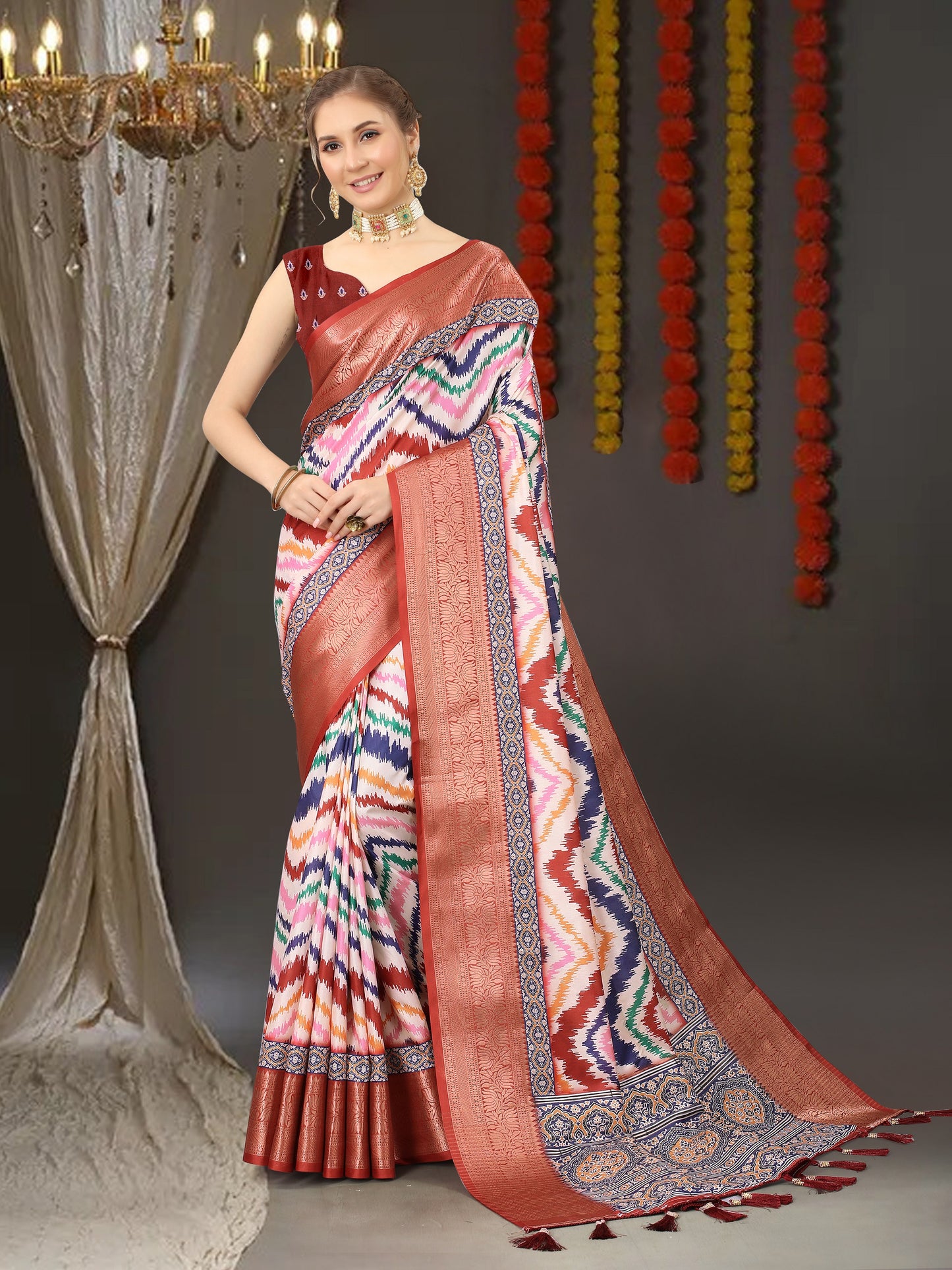 Vedant Vastram Maroon Color Kanjeevaram Silk Saree - Maroon - Distacart