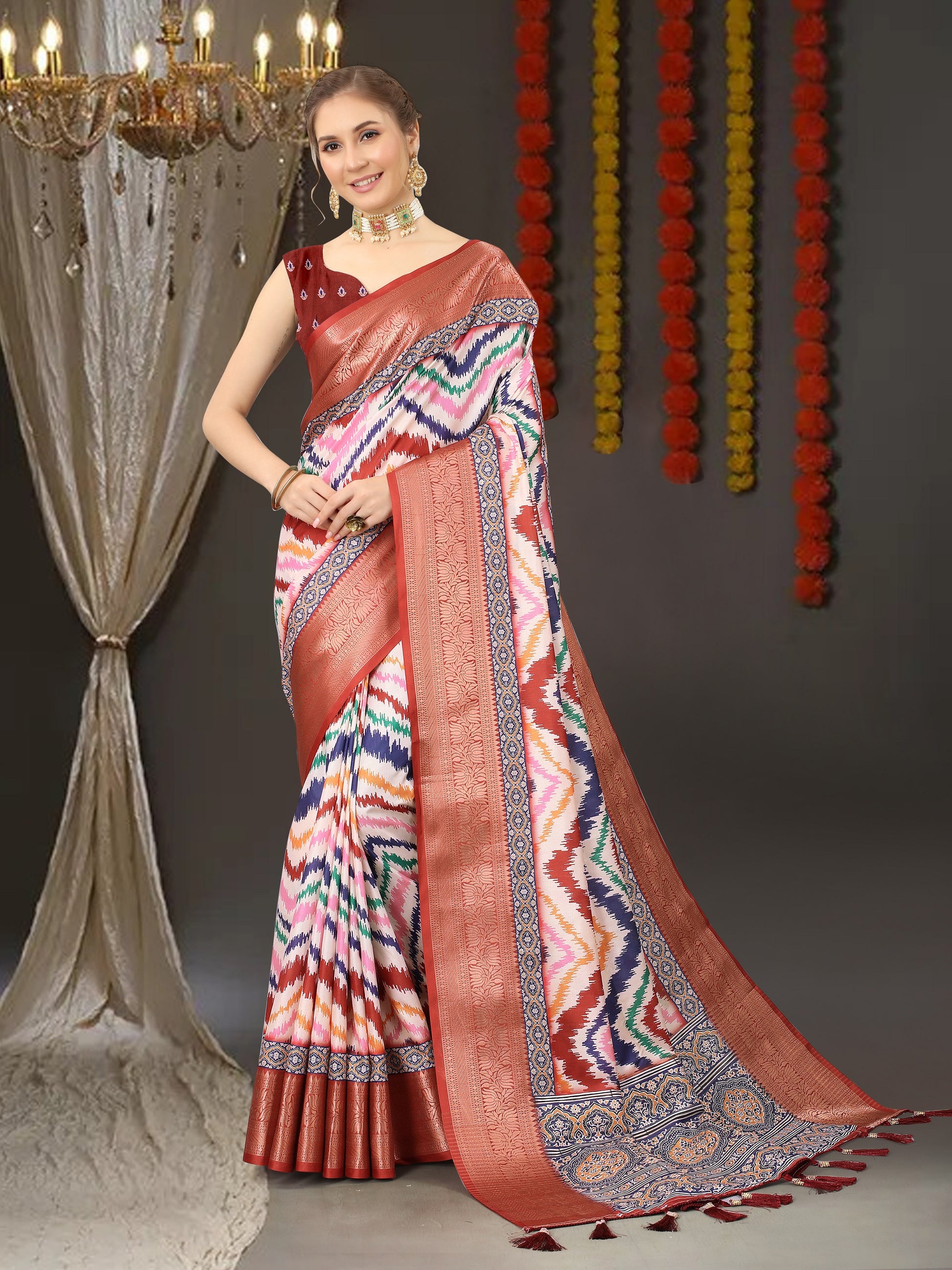Vedant Vastram Maroon Color Kanjeevaram Silk Saree - Maroon - Distacart