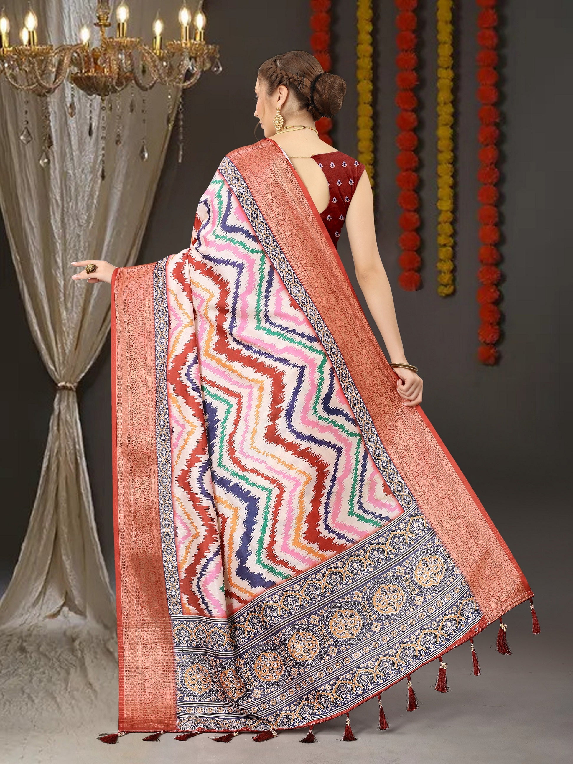 Vedant Vastram Maroon Color Kanjeevaram Silk Saree - Maroon - Distacart
