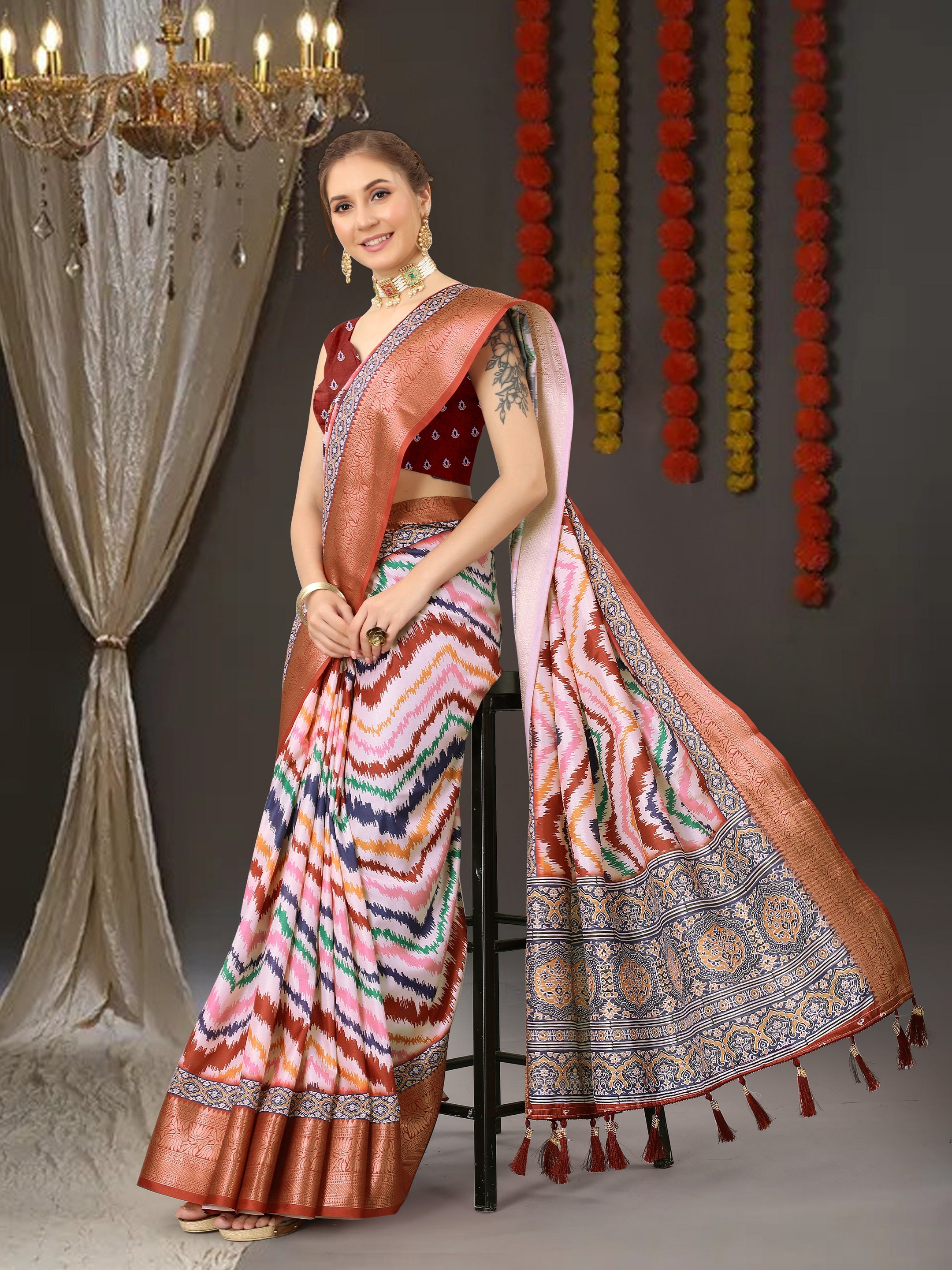 Vedant Vastram Maroon Color Kanjeevaram Silk Saree - Maroon - Distacart